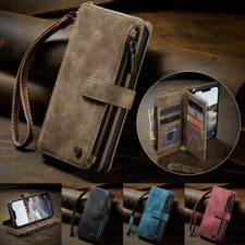For iPhone 15 14 13 12 11 Pro Max XR X 8/7 Case Zipper Leather Wallet Flip Cover