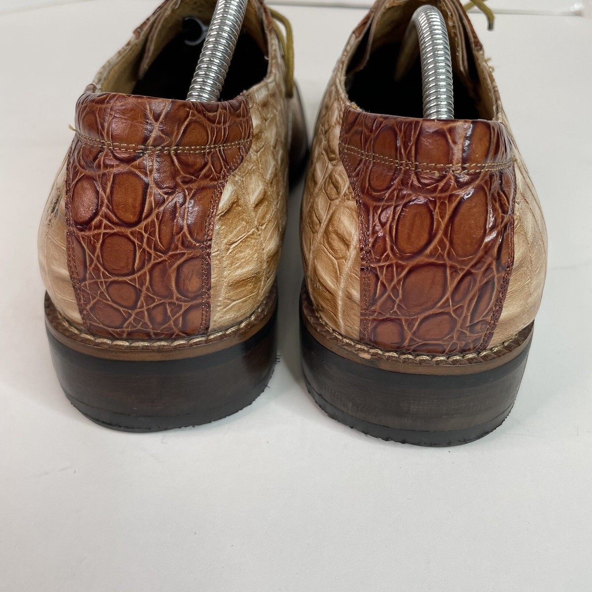 Zota Mens Alligator Oxford Shoes, Size 11, Tan/Brown, Square Toe