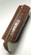 Vintage leather shoe brush, brown GENUINE CALF ROBEX LR with zipper. ENGLAND