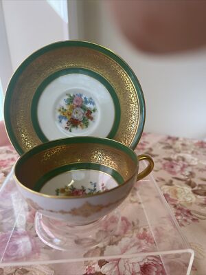 C.AHRENFELDT LIMOGES   TEA CUP & SAUCERS MADE EXPRESSLY FOR OVINGTON S NEW YORK