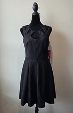 Betsey Johnson Women's Textured Cutout Fit & Flair Little Black Dress 6