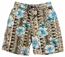 Vintage Duke Kahanamoku Hawaiian Floral Board Shorts Swim Surf Beach Mens 32 USA