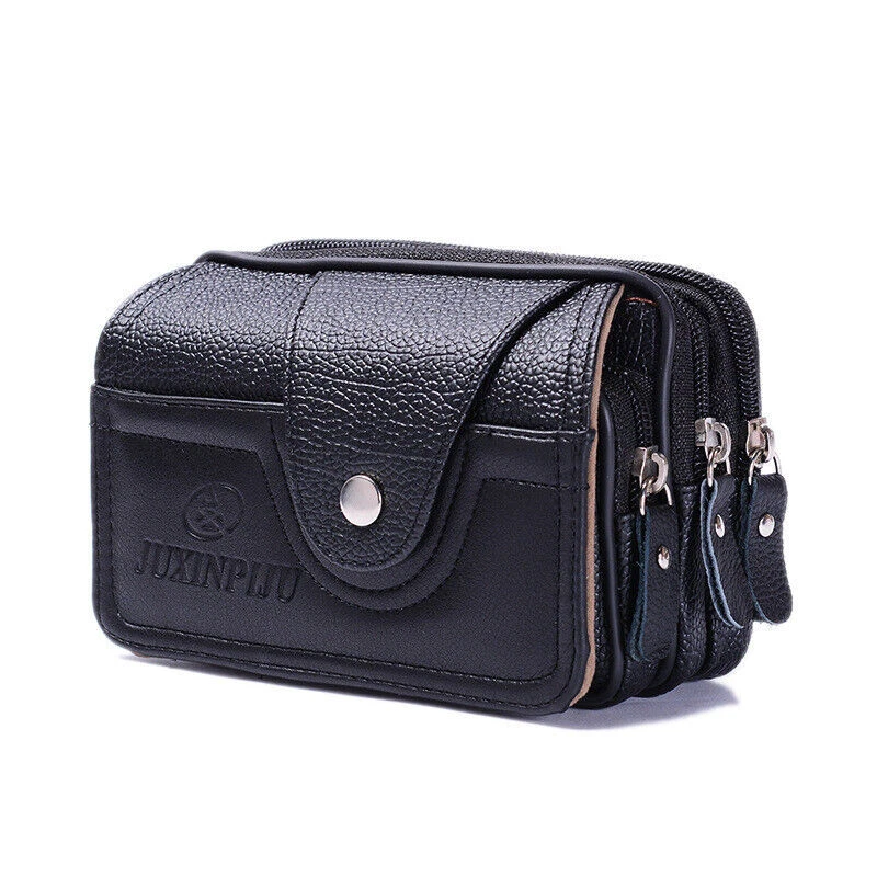 Universal Men Leather Mobile Phone Bag Belt Waist Bag Phone Case Pouch Holster - Image 3 of 4