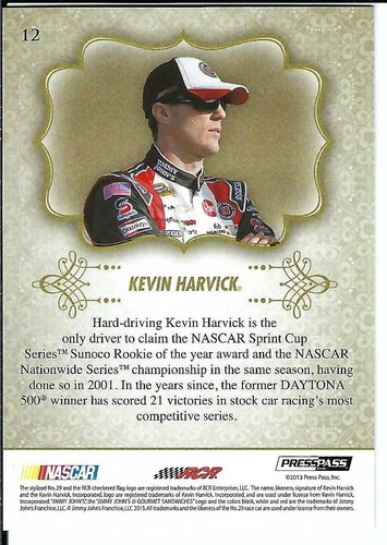 2013 Press Pass Kevin Harvick GOLD #/99 Ford Mustang Stewart-Hass Racing - Picture 2 of 3
