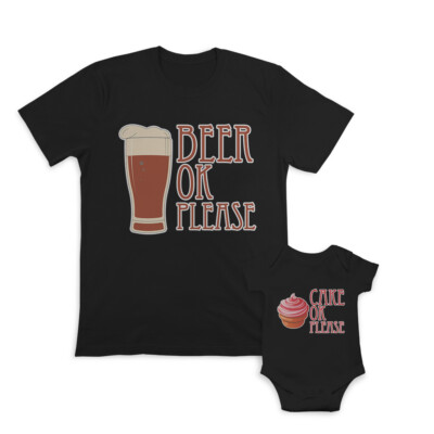 Dad and Baby Matching Outfits Clothes Beer Ok Please Beer Glass - Cake Cupcake