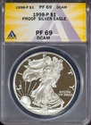 1998-P $1 Silver American Eagle PF 69 DCAM ANACS # 7668244 + Bonus