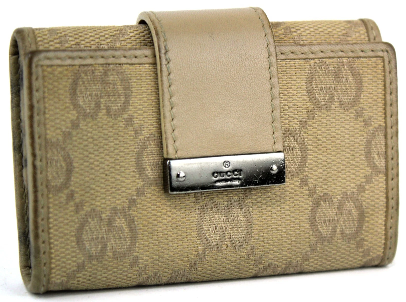 GUCCI GG beige toile et cuir 6 crochets porte clés étui à clés accessoires clés Italie