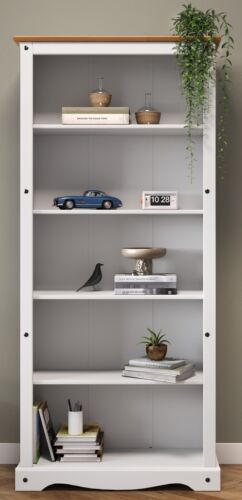 Corona Bookcase White Wax Large 5 Shelf Display Solid Pine by Mercers Furniture® - Picture 2 of 3