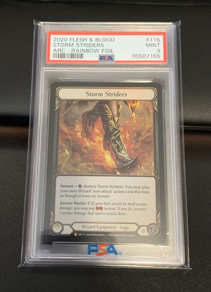 PSA 9 Storm Striders Flesh and Blood Arcane Rising Rainbow Foil