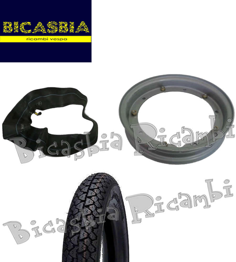 Kit Ruota Completa Gomma Camera Cerchio 3.50/10 350 10 Per Piaggio Vespa PX 125 150 200 - Foto 4