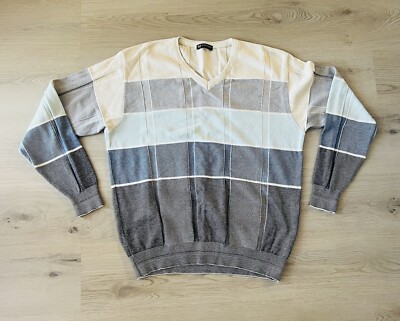 MARCELLO SPORT V NECK SWEATER MEN SZ  L BLUE CLASSY ITALY