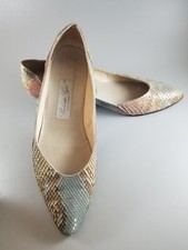 Vintage 80s Roberto Gil Round toe Snakeskin Shoes Heels 9.5 B