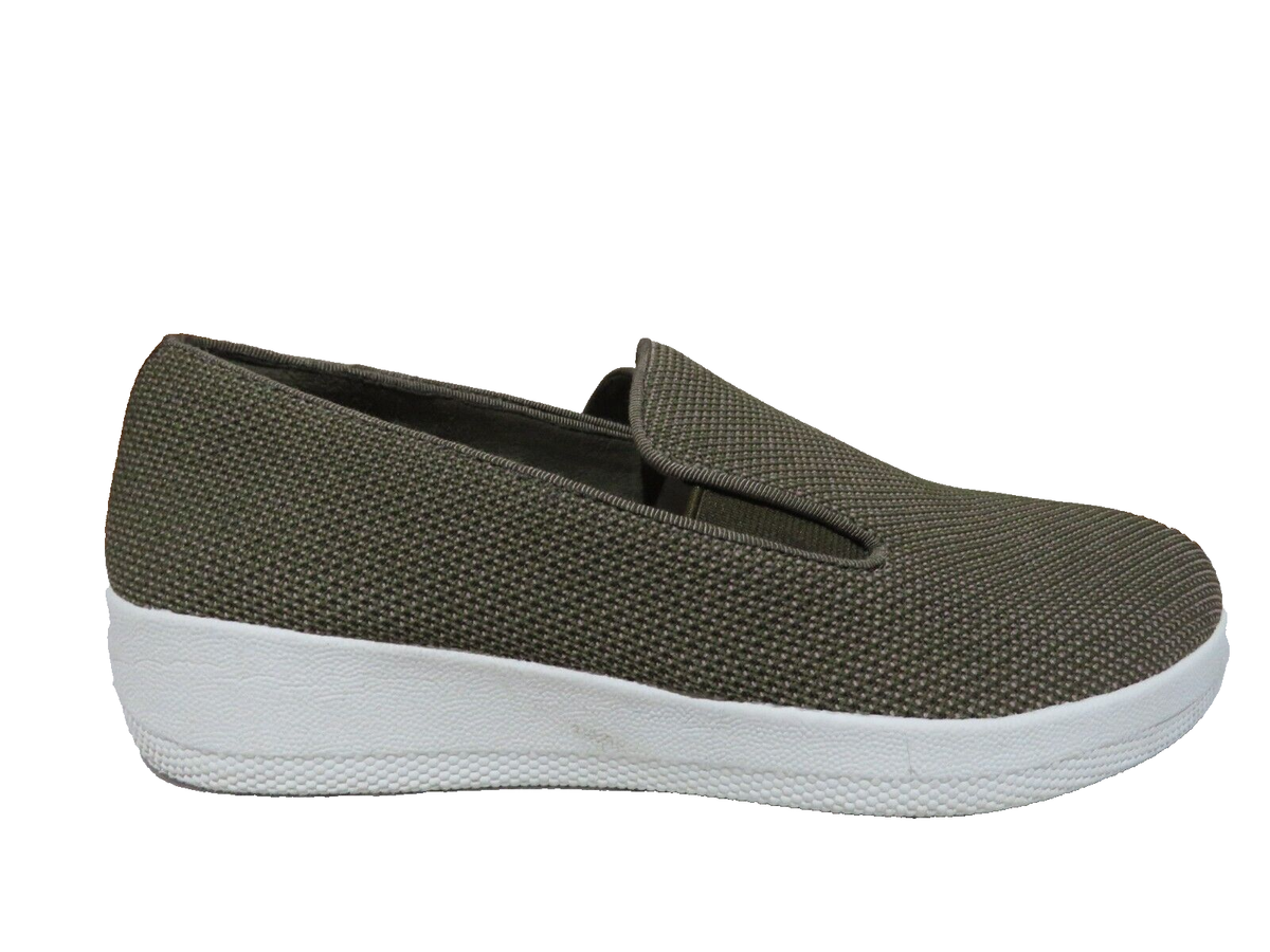 FITFLOP™ SUPERSKATE OLIVE UBERKNIT WEDGE LOAFERS SHOES UK EUR 38 USA  RRP £95