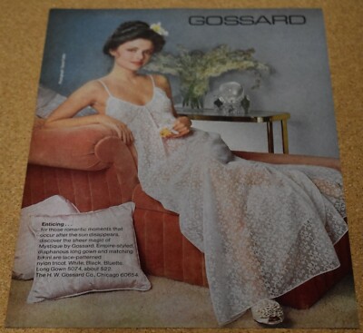 1981 Print Ad Gossard Sexy romantic long gown bikini lace style fashion lady art