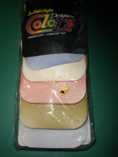 NEW Vintage NOS Woolworths 5 Pair Knee Highs designers Colors Sandal Foot T39