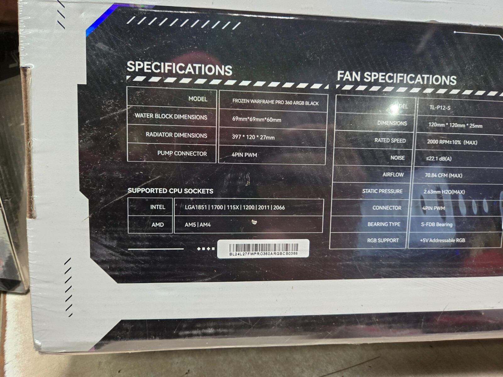 sealed  Thermalright FROZEN WARFRAME PRO 360 BLACK Water-cooled radiator