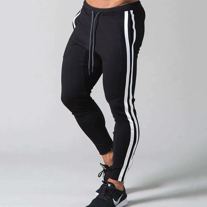 Slim-fit solid color men's fitness trousers for running and sports