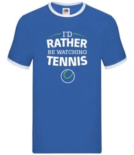I'd Rather Be Watching Tennis - Mens Ringer - Player Watching Racquet