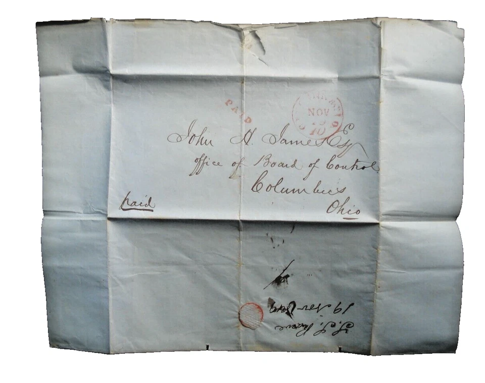 US COLUBUS OHIO STAMPLESS POSTAL SHEET 1849 - Image 4 of 4
