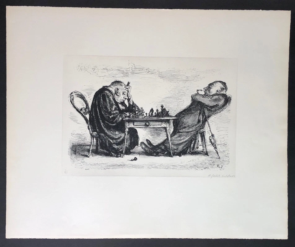 Andreas Paul Weber Die feindlichen Brüder Lithographie 1974 handsigniert 