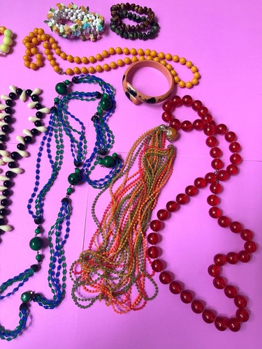 Lot of 10 60s-70s Costume Jewelry Beaded Necklaces, Bracelets and Bangle - 第 4/17 張圖片