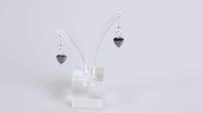Aretes de plata corazon negro piedras preciosas de Hermatita Regalo Para Mujeres