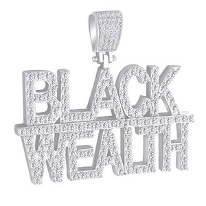 Authentic 14K Gold Plated Round "BLACK WEALTH" Custom Men's Pendant