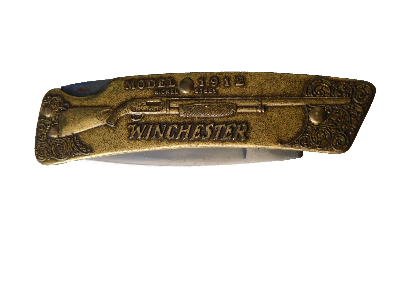 Cuchillos plegables de colección Winchester manija de cobre amarillo