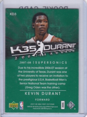 KEVIN DURANT ROOKIE CARD 2007 Upper Deck 1st Edition COLLEGE BASKETBALL RC Texas KEVIN DURANT ROOKIE CARD 2007 Upper Deck 1st Edition COLLEGE BASKETBALL RC Texas
