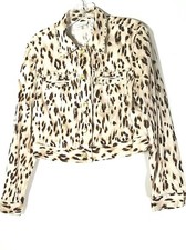 CHICO'S WOMENS EMBELLISHED ANIMAL PRINT JACKET SMALL S 8 1 BEADED JACKET NEW NWT