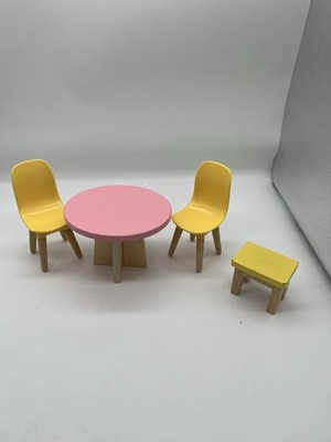 KidKraft Wooden Doll House Furniture Dining Table Chairs Side Table