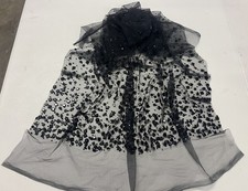 Beaded Fabric Black Tulle Mesh Lace 1 Piece - Heavy To Light Beads 28  W x 57  L