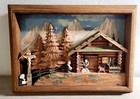 ANRI Italy 1955 Riffeser Wood Carving Art Diorama Mountain Cabin Pray Crucifix — photo 2