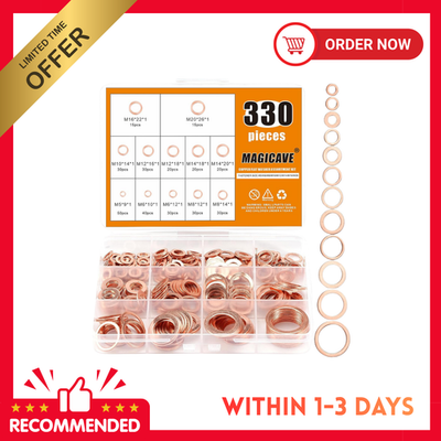 #ad 330PCS Copper Crush Washer Assortment Kit M5 M20 Metric Copper Sealing Washers f $16.99