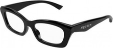 NEW Alexander McQueen AM 0474O Eyeglasses 001 BLACK 100 AUTHENTIC