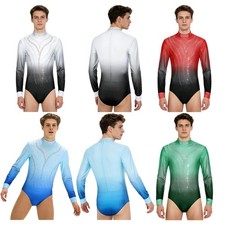 Men Figure Skating Prom Bodysuit Salsa Leotard Competitions Jumpsuit Latin