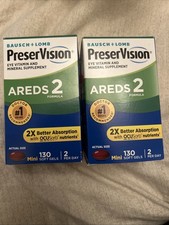New Bausch  Lomb PreserVision AREDS 2 Formula 130 softgels Lot Of 2