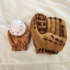 Handmade Baby Mitts Newborn To 3 Mo Baseball Style Cotton  Felt Fabric Made USA