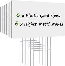 Blank Yard Signs with Stakes, 6 Pack Lawn Signs Corrugated Plastic 17x12 Inches