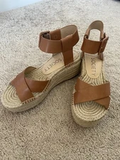 Sole Society Audrina Brown Espadrille Platform Sandals size 7.5 M