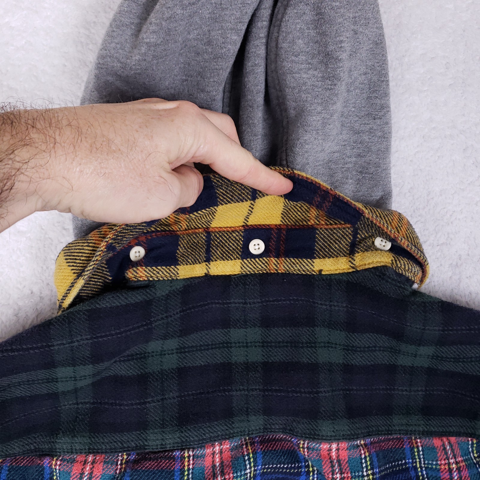 American Eagle Patchwork Hooded Flannel Shirt Men… - image 7