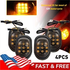 2/4x Universal Motorcycle Black LED Turn Signal Indicators Blinker Amber Light