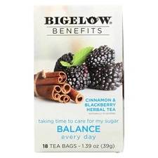 Bigelow Benefits Herbal Tea Cinnamon Blackberry 18 Count Pack of 6