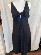 UNIVERSAL THREAD Dress Black Sleeveless Sundress Tie Front with Pockets Size Med