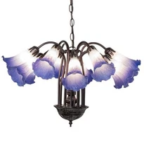Meyda Tiffany 261736 Blue/White Tiffany 12 Light 24"W Chandelier - MultiColor