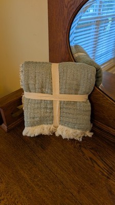 Southern Living Simplicity Benton Standard Sham Green Cotton Fringe 20x26 NEW