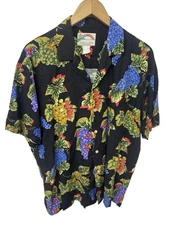 Vintage Paradise Found Men’s Hawaiian Grapevine Grapes Aloha Rayon Shirt Size L