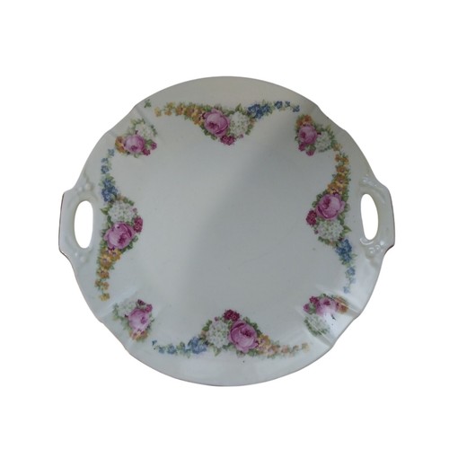 Vintage Germany Bavaria Porcelian Rose Pattern Platter Serving Tray Handles