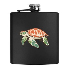 6oz (170ml) 'Sea Turtle Side View' Pocket Hip Flask (HP00044963)