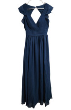 JJs House Womens 6 Open Back Maxi Dress Flutter Sleeve Open Back Ink Blue